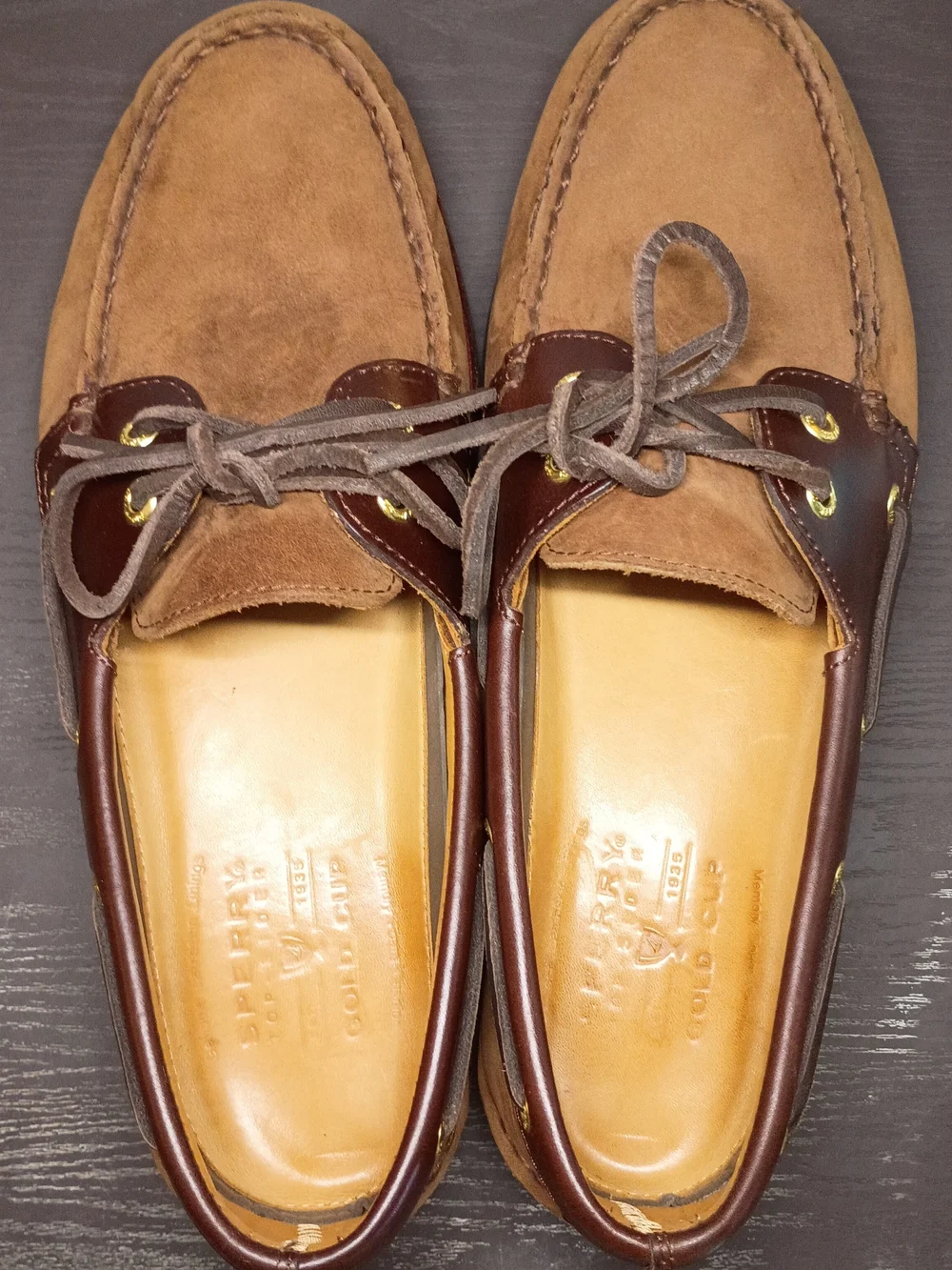 Sperry GOLD CUP Men's 10.5M Brown and Tan Suede Leather Boat Shoes.  Brand NEW!!